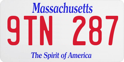 MA license plate 9TN287