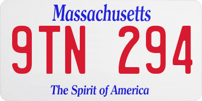 MA license plate 9TN294