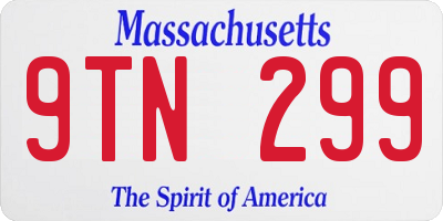 MA license plate 9TN299
