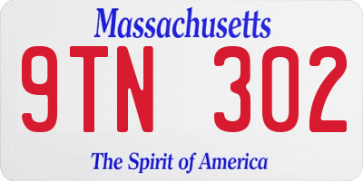 MA license plate 9TN302