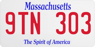 MA license plate 9TN303