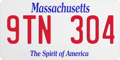 MA license plate 9TN304