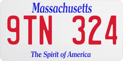 MA license plate 9TN324