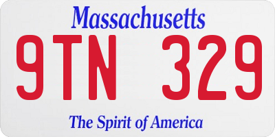 MA license plate 9TN329
