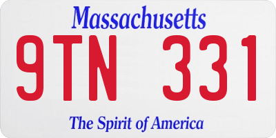 MA license plate 9TN331