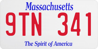 MA license plate 9TN341