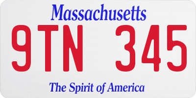 MA license plate 9TN345