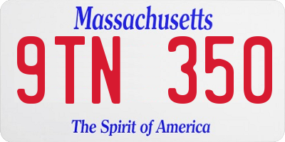 MA license plate 9TN350