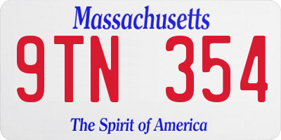 MA license plate 9TN354