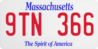MA license plate 9TN366