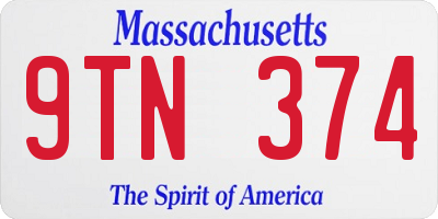 MA license plate 9TN374