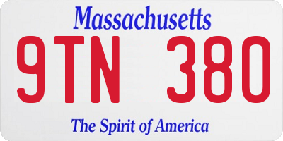 MA license plate 9TN380
