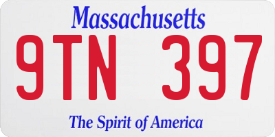 MA license plate 9TN397