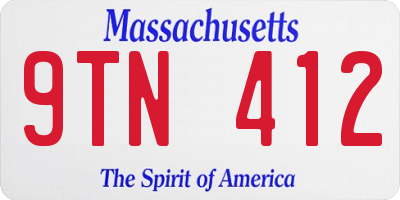 MA license plate 9TN412