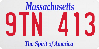 MA license plate 9TN413