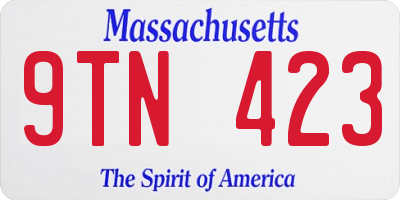 MA license plate 9TN423