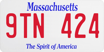 MA license plate 9TN424