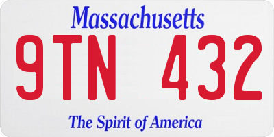 MA license plate 9TN432