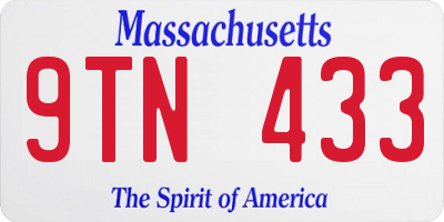 MA license plate 9TN433
