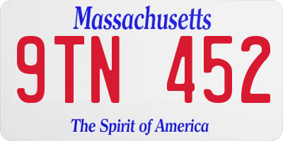MA license plate 9TN452