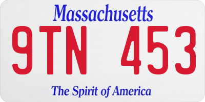 MA license plate 9TN453