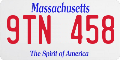 MA license plate 9TN458