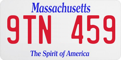 MA license plate 9TN459