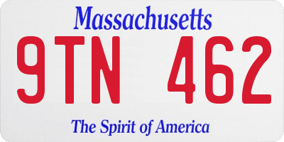 MA license plate 9TN462