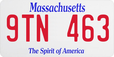 MA license plate 9TN463