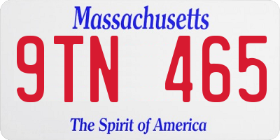 MA license plate 9TN465