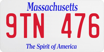 MA license plate 9TN476