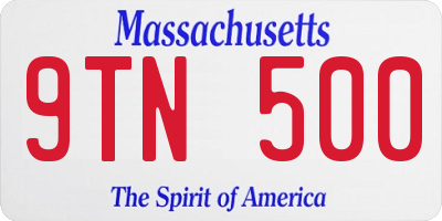 MA license plate 9TN500
