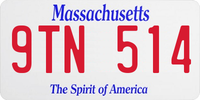 MA license plate 9TN514