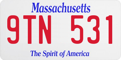 MA license plate 9TN531