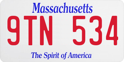 MA license plate 9TN534