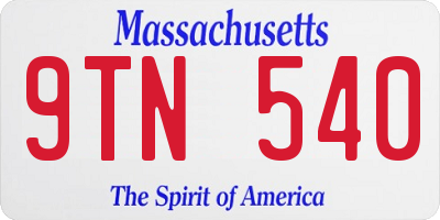 MA license plate 9TN540
