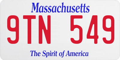 MA license plate 9TN549