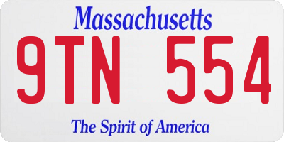 MA license plate 9TN554