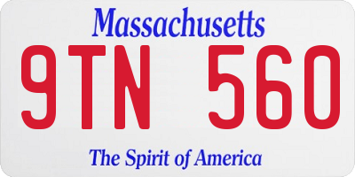 MA license plate 9TN560