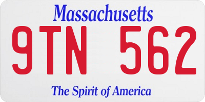 MA license plate 9TN562