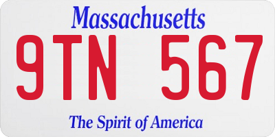 MA license plate 9TN567