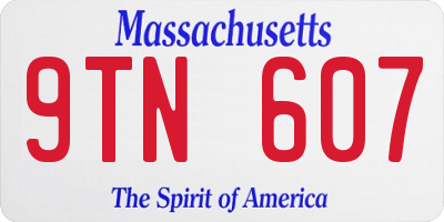 MA license plate 9TN607