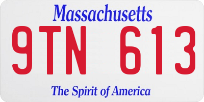 MA license plate 9TN613