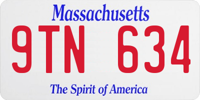 MA license plate 9TN634