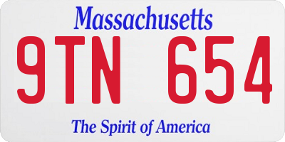 MA license plate 9TN654