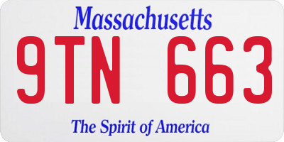 MA license plate 9TN663