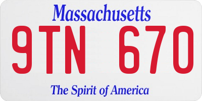 MA license plate 9TN670