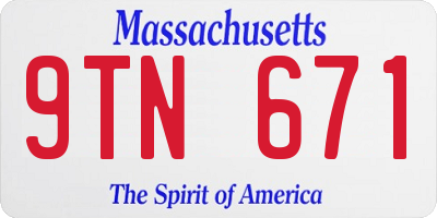 MA license plate 9TN671
