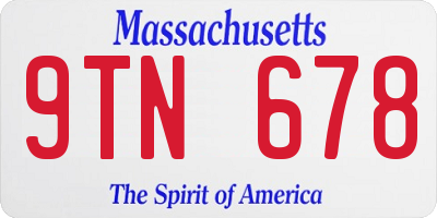 MA license plate 9TN678
