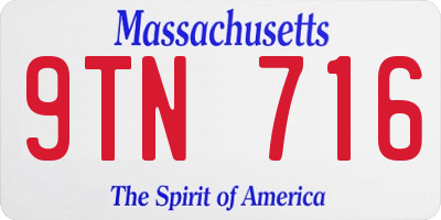 MA license plate 9TN716